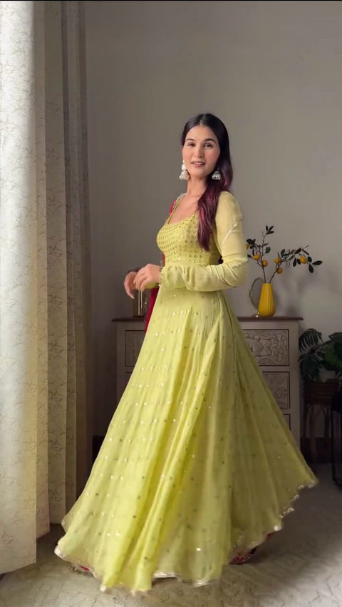 Tranding Georgette Stitched anarkali Gown Full Ghera with duptta