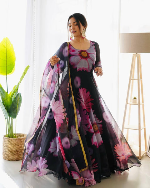 Stylish Desginger Comfortable Fit Daily Wear Printed Georgette Anarkali gown