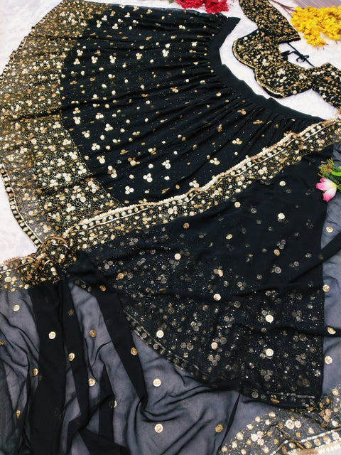 Designer Partywear Black Color Bride maid Jalpari Silk Lehenga Choli