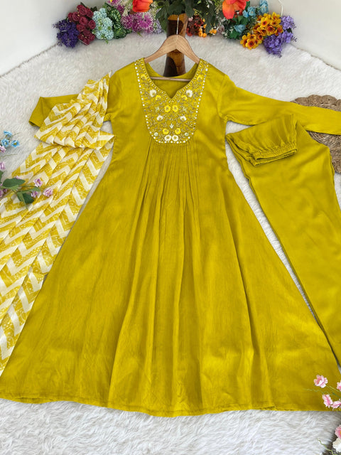 Beautiful Anarkali Gown With Pant and Dupatta