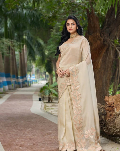 Heavy Embroidery Tissue Saree with Designer Blouse