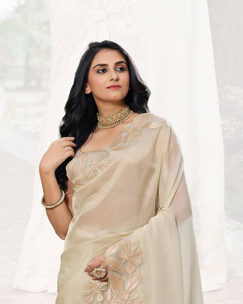 Heavy Embroidery Tissue Saree with Designer Blouse