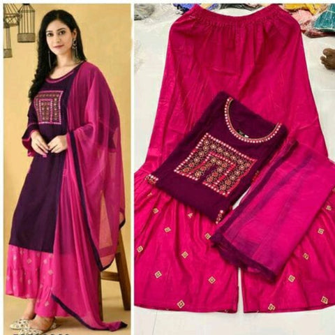 KURTI PAINT AND DUPATTA SUIT WITH EMBROIDERY WORK