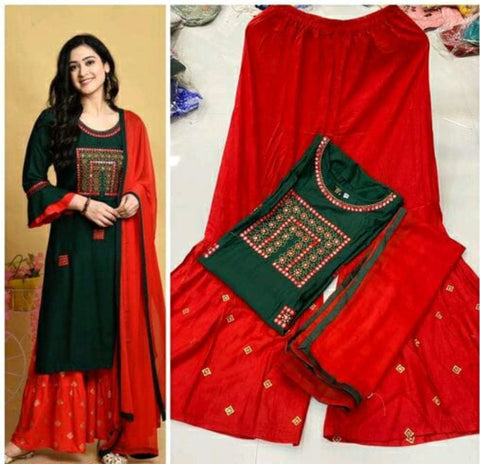 KURTI PAINT AND DUPATTA SUIT WITH EMBROIDERY WORK