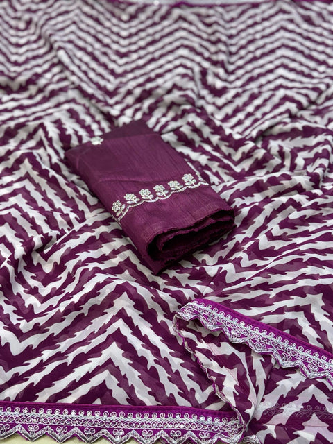 Pure gorget fabric Trendy zigzag design Beautiful cutwork Heavy work blouse design
