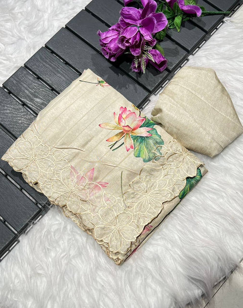 Pure Georgette Organza Original Kashmiri Work Saree