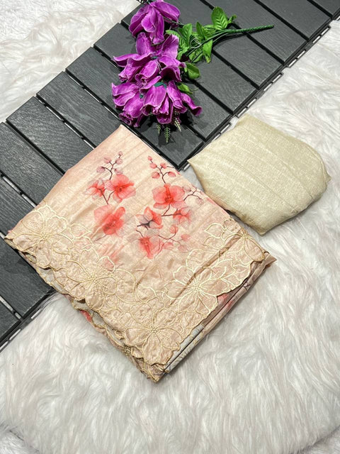 Pure Georgette Organza Original Kashmiri Work Saree