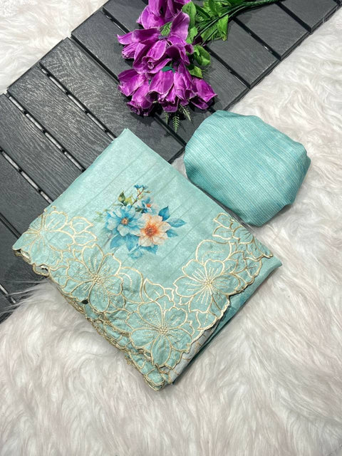 Pure Georgette Organza Original Kashmiri Work Saree