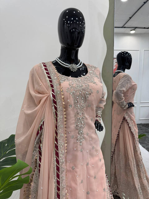 DESIGNER PAKISTANI SUIT IN FOUX GEORGETTE WITH THREAD AND SEQUENCE WORK