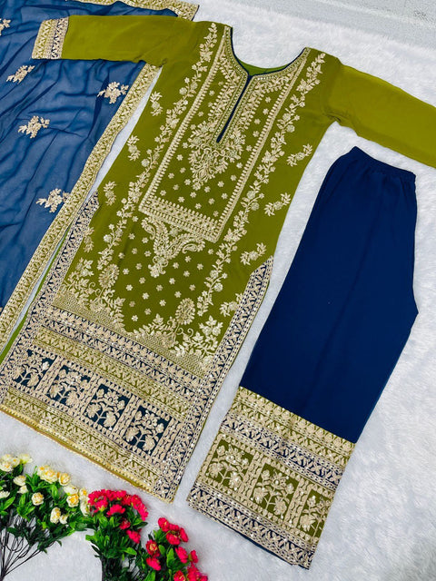 Beautiful Designer Top Pants Suit For Women, Indian Wedding Mehendi Sangeet Reception