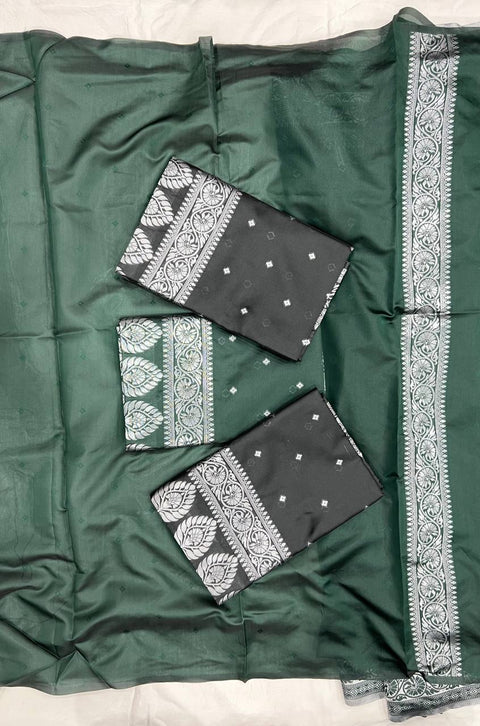 Dark Green Silk Banarasi Saree