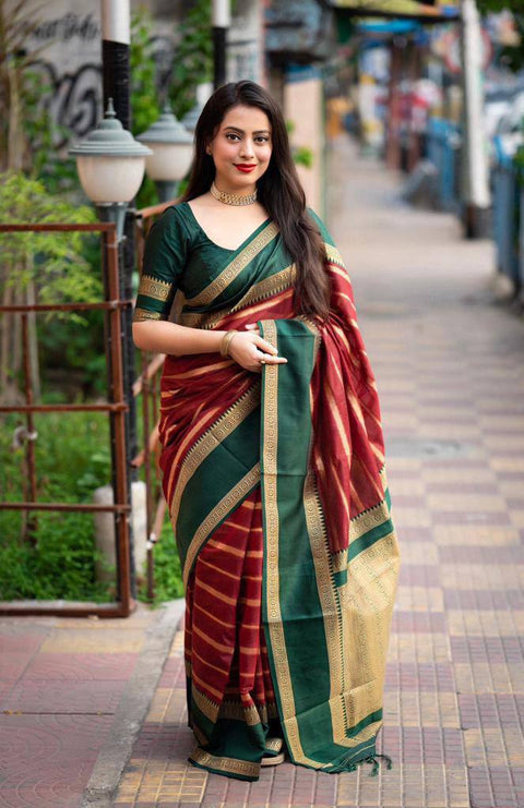 Black Color New Collection Soft Banarasi Silk Saree with Golden Zari Work
