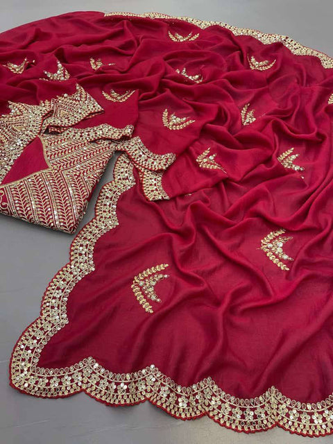 beautiful  Saree for wedding on premium Soft Vichitra  Silk