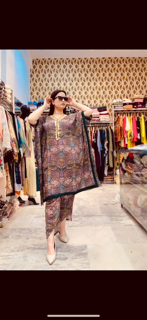 Multi Color Digital Printed Kaftan Style Salwar Suit