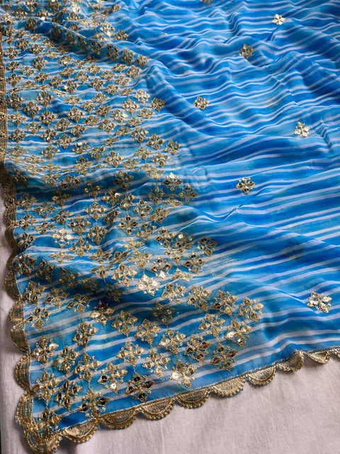 BEAUTIFUL EMBRODERY HEAVY SEQUENCE AND THREAD WORK SAREE