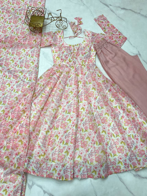 HEAVY ORANGE CHIFFON FLORAL PRINT