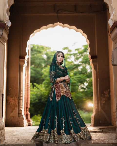 Fancy Embroidery sequence coding Work Top Lehenga set