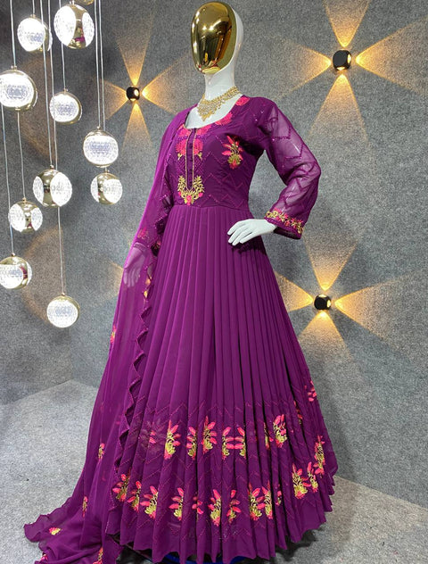 Anarkali Style Sequence Work Long Gown