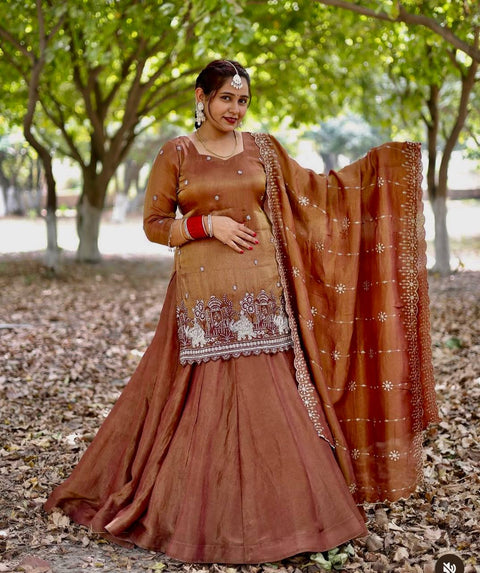 Fancy Sequence Border Work Bids Hand Work top Lehenga
