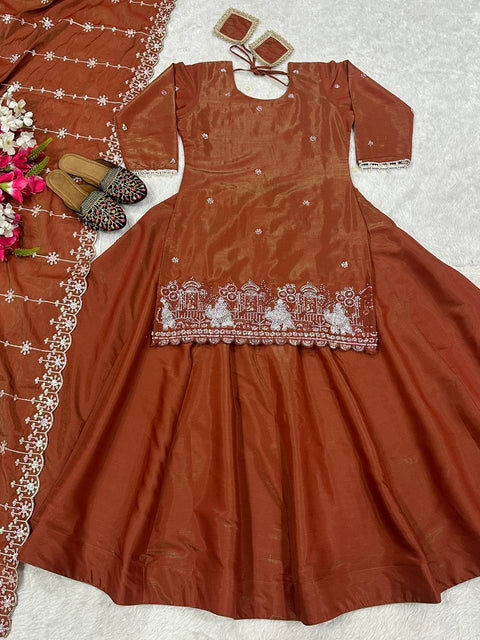Fancy Sequence Border Work Bids Hand Work top Lehenga