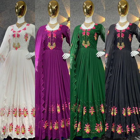 Anarkali Style Sequence Work Long Gown