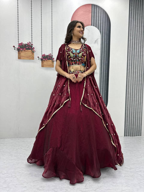 New Heavy Embroidery Thread & Sequence Work with lehenga choli and dupatta