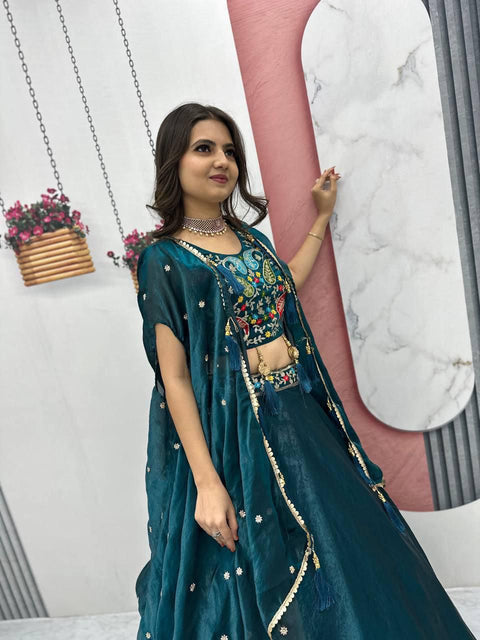 New Heavy Embroidery Thread & Sequence Work with lehenga choli and dupatta