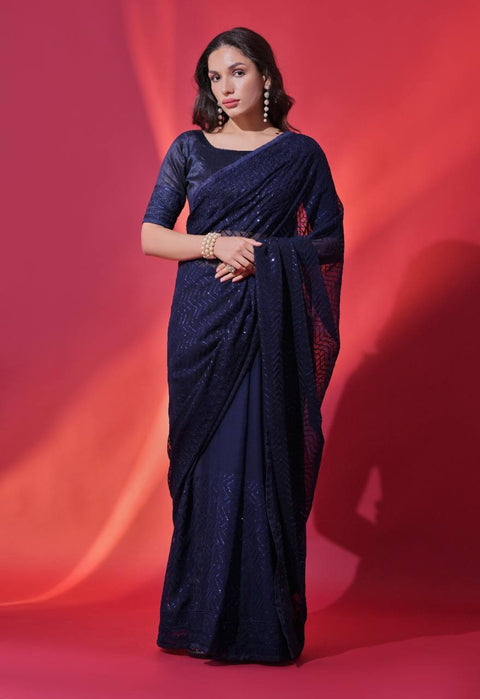 TRENDY  COLOUR GEORGETTE FABRIC BOLLYWOOD STYLE PARTY  WEAR SAREE