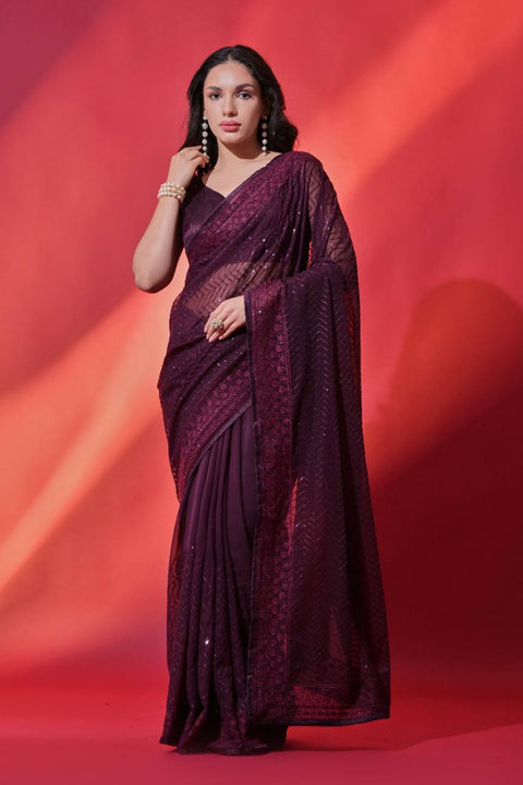 TRENDY  COLOUR GEORGETTE FABRIC BOLLYWOOD STYLE PARTY  WEAR SAREE