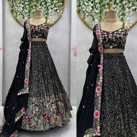 Black Party Wear Lehenga Choli For Women