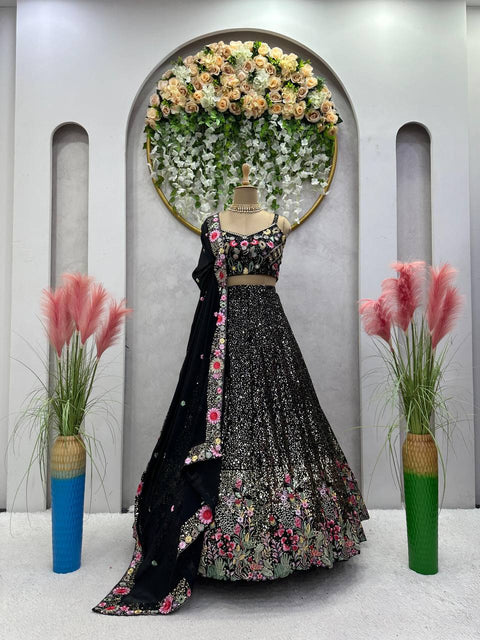 Black Party Wear Lehenga Choli For Women