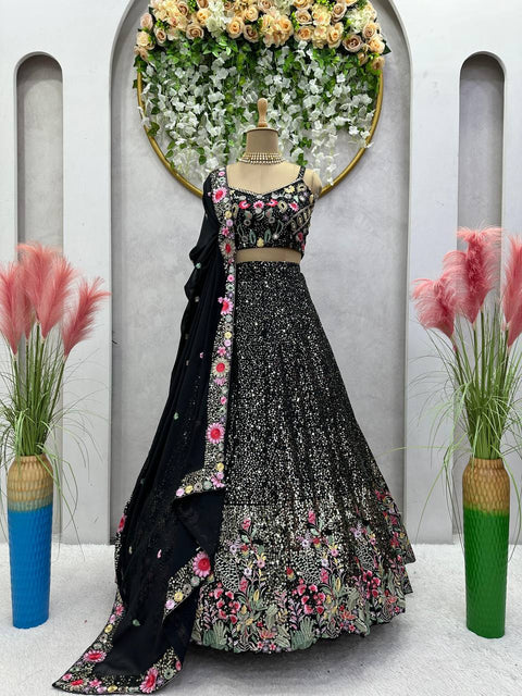 Black Party Wear Lehenga Choli For Women