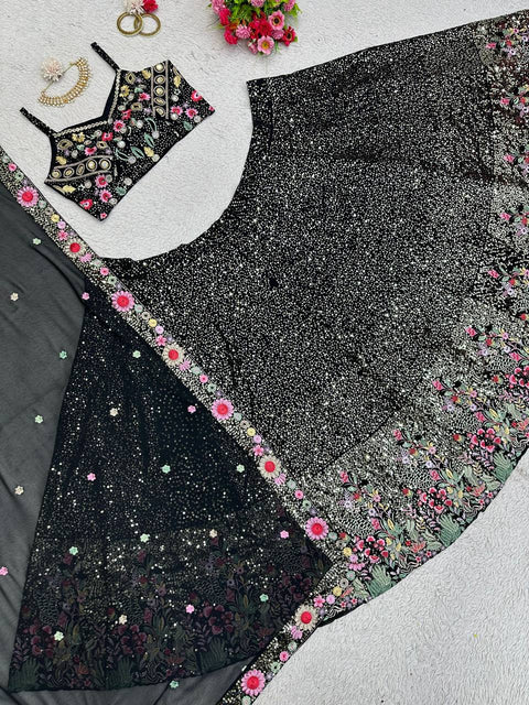 Black Party Wear Lehenga Choli For Women