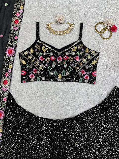 Black Party Wear Lehenga Choli For Women