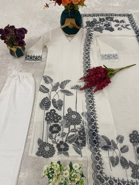 New Designers Kurti Pent Dupatta Set