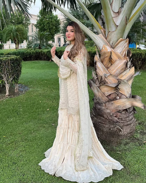 New Designer Embroidery Sequence Top Sharara Set