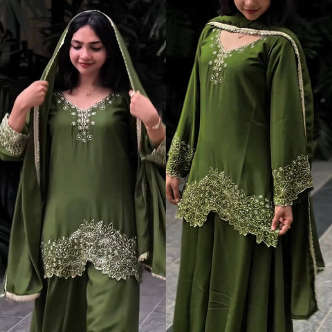 New Designer Party Wear Look Top Plazzo and Dupatta
