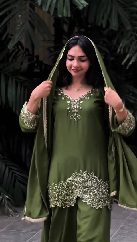 New Designer Party Wear Look Top Plazzo and Dupatta