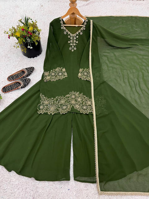 New Designer Party Wear Look Top Plazzo and Dupatta
