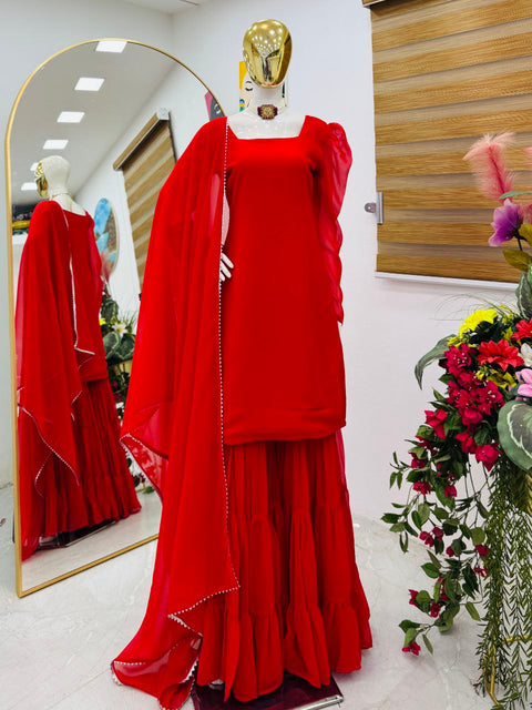 New Designer Party Top Plazzo & Dupatta Set