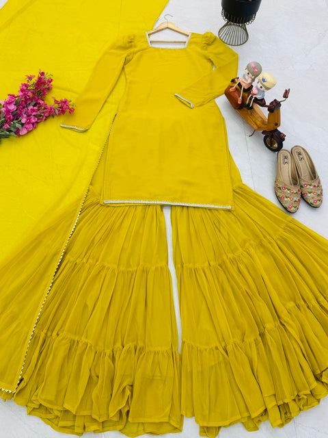New Designer Party Top Plazzo & Dupatta Set