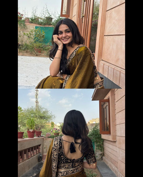 Sequins and Zari embroidery work saree