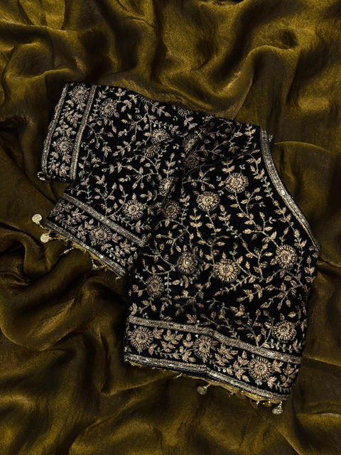 Sequins and Zari embroidery work saree