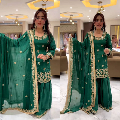 New Designer Party Wear Look Top , Sharara Plazzo  and Dupatta