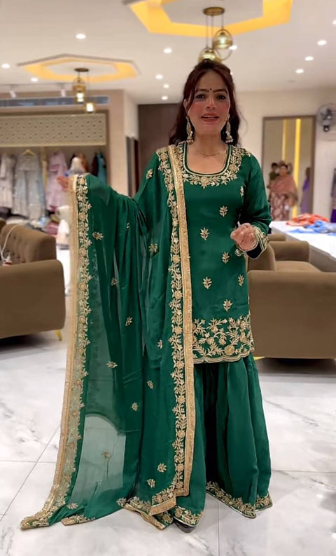 New Designer Party Wear Look Top , Sharara Plazzo  and Dupatta
