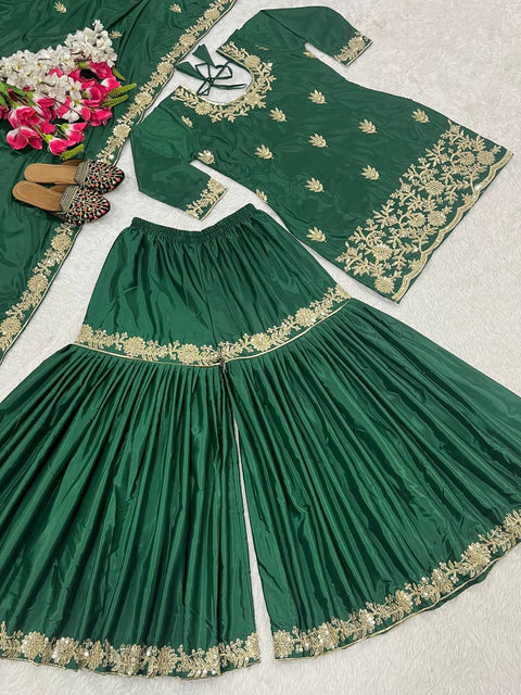 New Designer Party Wear Look Top , Sharara Plazzo  and Dupatta