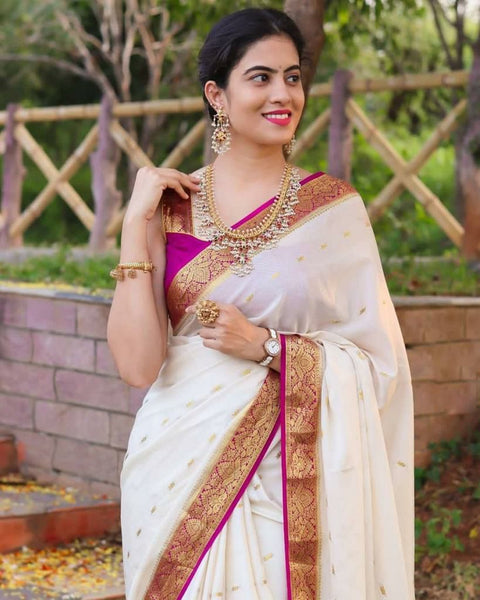 Banarasi Soft Lichi Silk Saree Beautiful Jacquard Rich Pallu Design