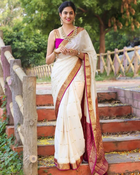 Banarasi Soft Lichi Silk Saree Beautiful Jacquard Rich Pallu Design