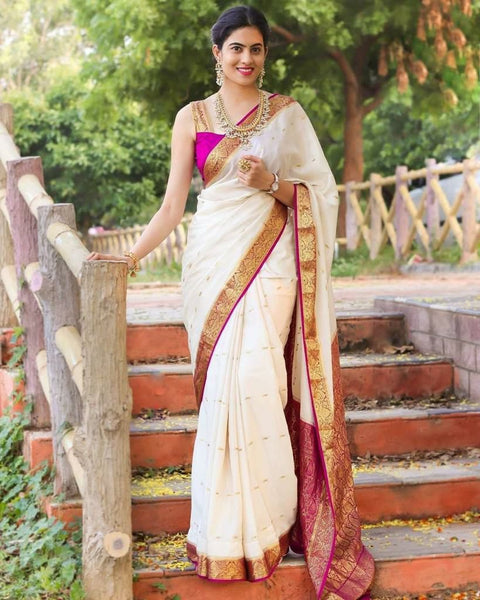 Banarasi Soft Lichi Silk Saree Beautiful Jacquard Rich Pallu Design