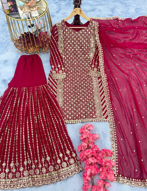 New Designer Party Wear Look Top Plazzo & Dupatta Set